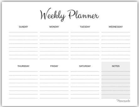 Free Printable:K2tedkccoqm= Weekly Calendar Printable